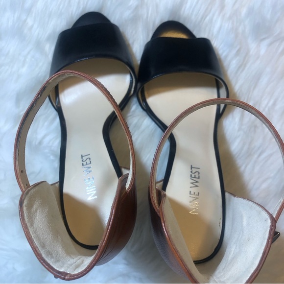 Nine West Acre Leather Black/Brown Heels 7.5M - Picture 7 of 14